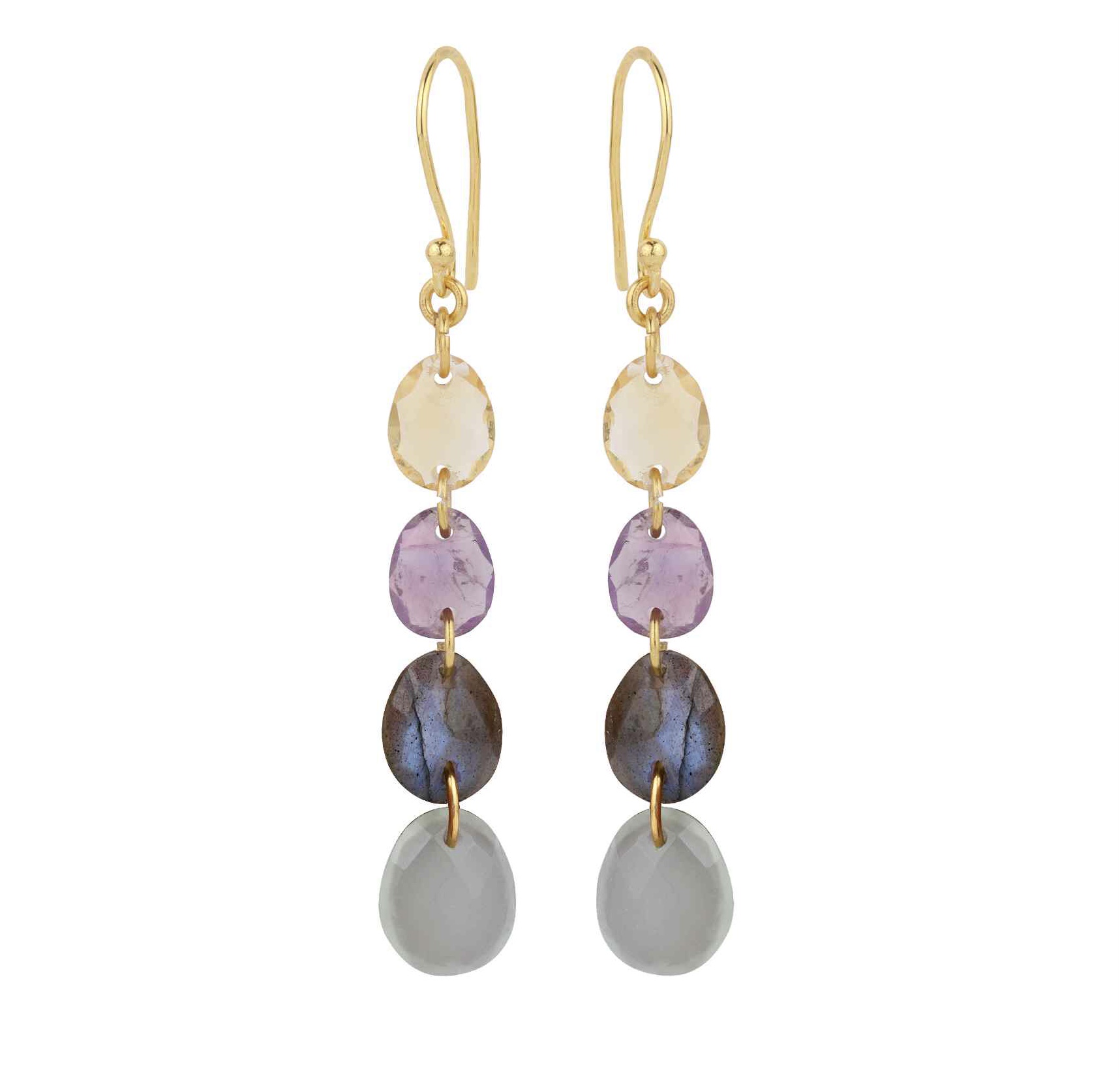 4-Multi Stone Earrings Gold Vermeil