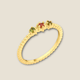 Tourmaline 3-Stone Ring Gold Vermeil