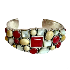 Multi Stones Bangle/ Sterling Silver Armband