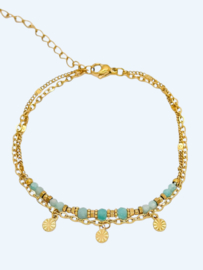 Amazoniet Sundari  Armband - Stainless Steel Goud