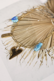 Blue Stainless Steel Charm Necklace