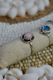 Pink Opal Disk Ring Sterling Silver