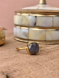 Square Labradorite Ring Gold Vermeil