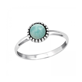 Round Amazonite Ring Sterling Silver