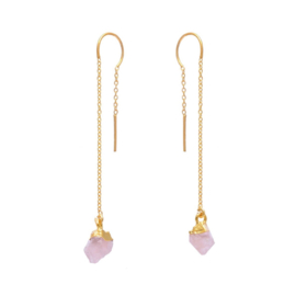 Rose Quartz Gold Vermeil Earchains