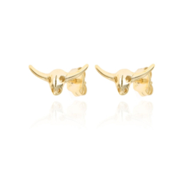 Bull Head Ear Studs Gold Vermeil Oorstekers