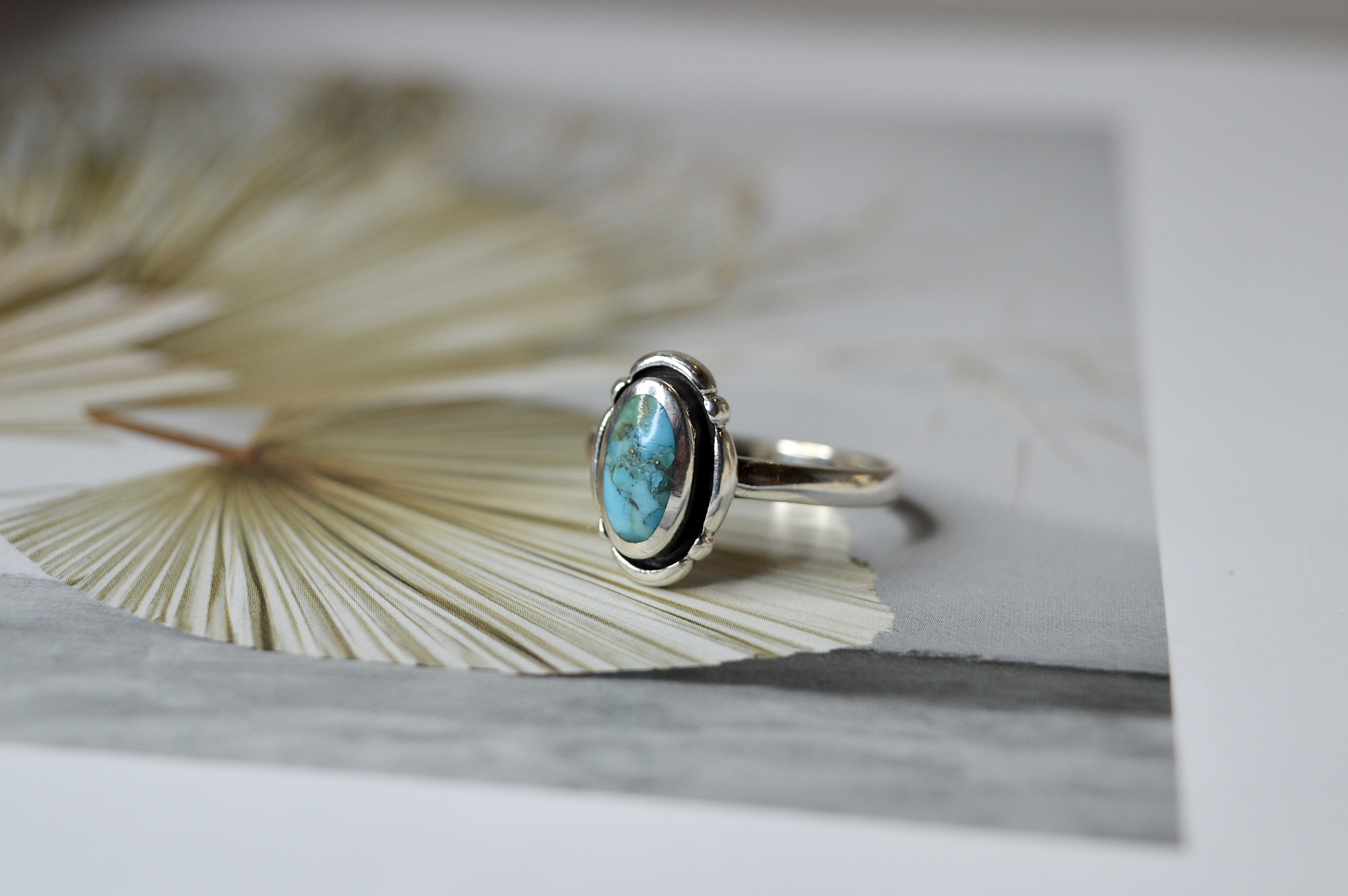 Native Mohave Turquoise Ring Sterling Silver