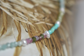 Multi Stone Beaded Necklace Sterling Silver
