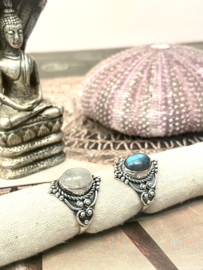 Moonstone Boho Ring Sterling Silver