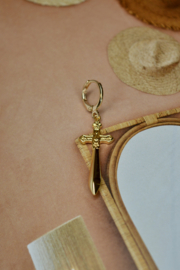 Cross Sword Single Earring Gold Plated