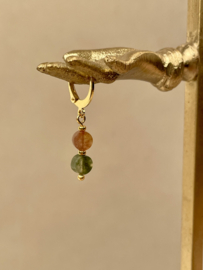 2-Stone Agate Single Earring