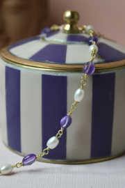 Parel en Amethist Amaya Ketting - Gold Plated
