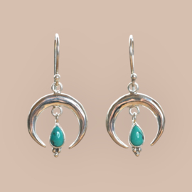 Turquoise Crescent Earrings Sterling Silver / Oorbellen