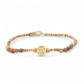 Gold Clover Bracelet Brown