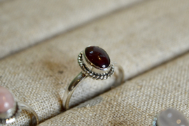 Braided Oval Garnet Ring Sterling Silver