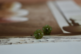 Aventurijn Bloem Oorknopjes - Sterling Silver