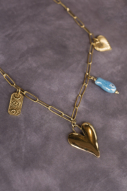 Blue Stainless Steel Charm Necklace