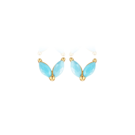 Turquoise Zirconia Flower Studs Gold Vermeil Oorstekers