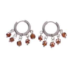 Garnet Gypsy Stainless Steel Hoops