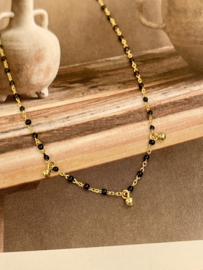 Black Beads Gold Vermeil Rosaria Necklace