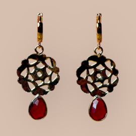 Dreamcatcher Granaat Oorbellen - Gold Plated