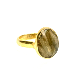Labradorite Ring Gold Vermeil 17.5