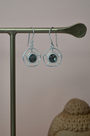 Mystic Wheel Labradoriet Oorbellen - Silver Plated