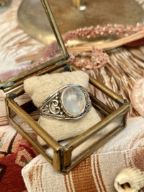 Oval Moonstone Boho Ring Sterling Silver