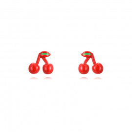 Cherry Studs Red Gold Vermeil Oorstekers