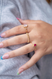 Square Rose Quartz Ring Gold Vermeil