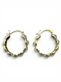 Button Hoops Oorbellen - Brass