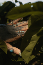 Oval Apatite Boho Ring Sterling Silver