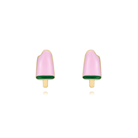 Pink Ice Cream Studs Gold Vermeil