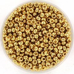 Miyuki Rocailles 3 mm, 24kt Gold Light Plated 8-193