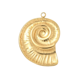 Ammoniet Schelp Bedel - Stainless Steel Goud