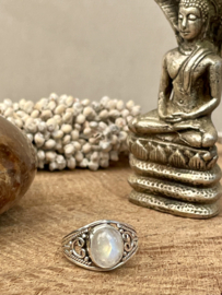 Oval Moonstone Boho Ring Sterling Silver