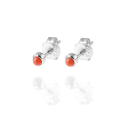 Coral Sterling Silver Ball Studs / Oorstekers 