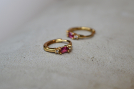 Baguette Zircon Hoops Pink Gold Vermeil