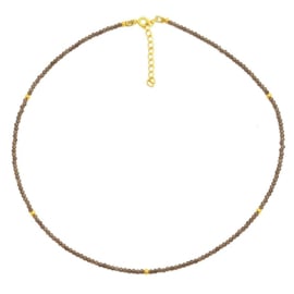 Smokey Quartz Beaded Gold Vermeil Necklace