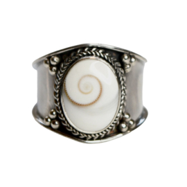 Tribal Shiva Shell Ring Sterling Silver