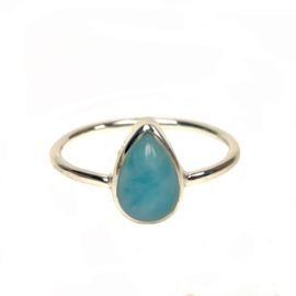 Rain Drop Larimar Ring Sterling Silver