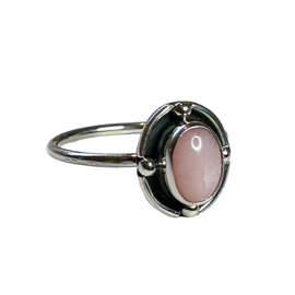 Pink Opal Disk Ring Sterling Silver