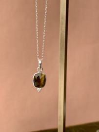 Tiger Eye Small Dots Sterling Silver Pendant