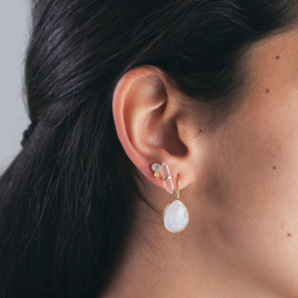 Blue Chalcedony 2-Stone Studs Gold Vermeil