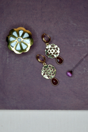 Dreamcatcher Granaat Oorbellen - Gold Plated