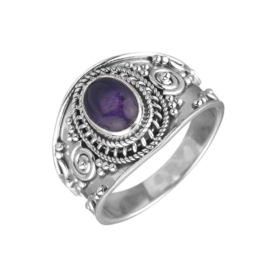 Amethyst Boho Ring Sterling Silver