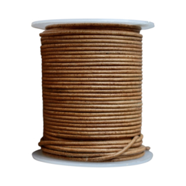 Rond Leer 2 mm Vintage Bruin (per mtr)