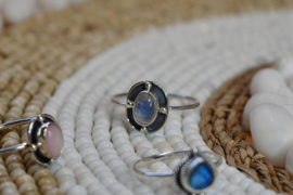 Moonstone Disk Ring Sterling Silver