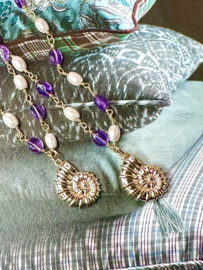 Parel en Amethist Amaya Ketting - Gold Plated