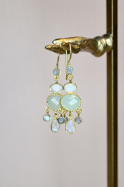 Thane Long Multi Stone Earrings Gold Vermeil